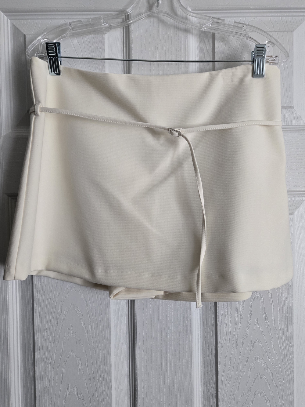 Zara Cream Mini Skirt with Waist Tie